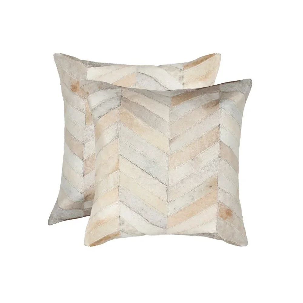 Natural Home Decor Torino Chevron Cowhide Pillow | 2-Piece | Natural | 18